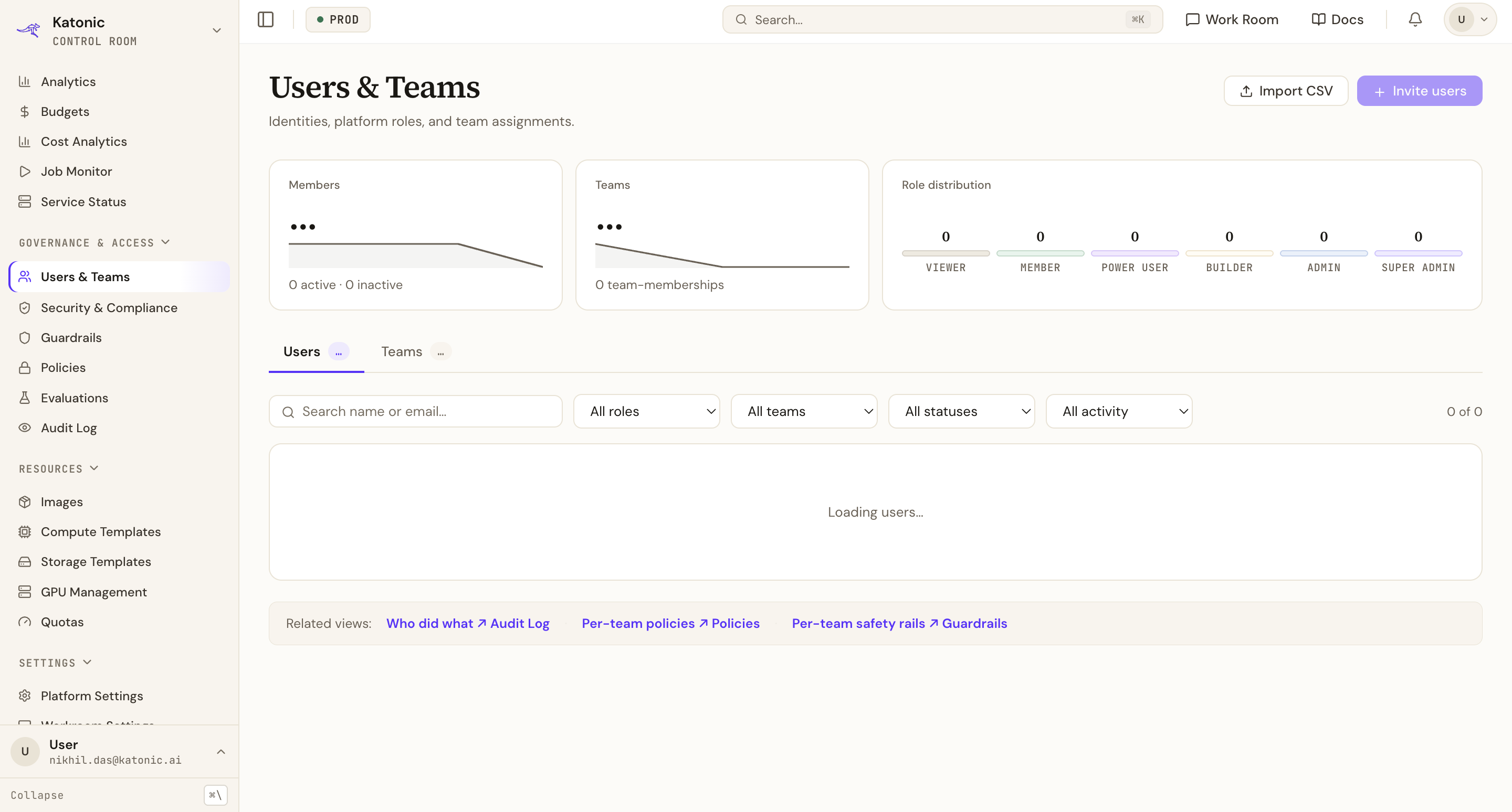Governance users view